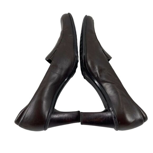 Michelle D Y2K Square Toe Heels Brown Size 10 Genuine Leather Block Heel Shoes - Picture 5 of 12